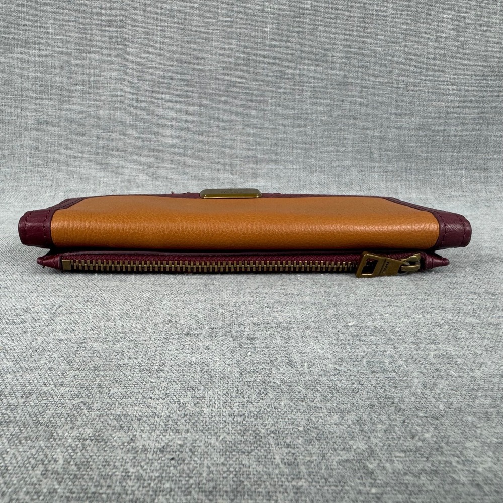 Fossil Emerson Flap Wallet Women's Leather Brown Burgundy Black - Picture 6 of 13